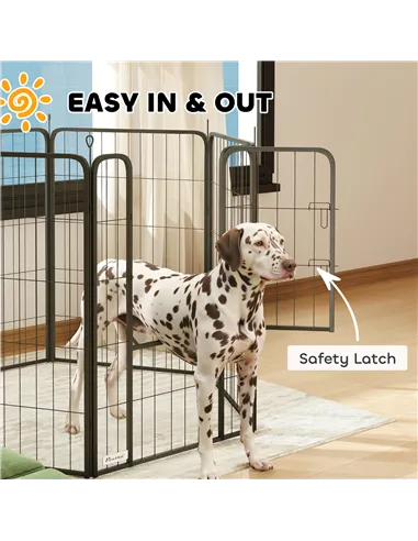 PawHut 6 Panels Heavy Duty Dog Playpen with Secure Door, for Indoor Outdoor, for Garden, Camping, 100cm High