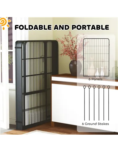 PawHut 6 Panels Heavy Duty Dog Playpen with Secure Door, for Indoor Outdoor, for Garden, Camping, 100cm High