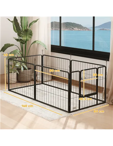 PawHut 6 Panels Dog Playpen, Portable Detachable Puppy Pen with Door, for Small Dogs, 60cm High, Grey