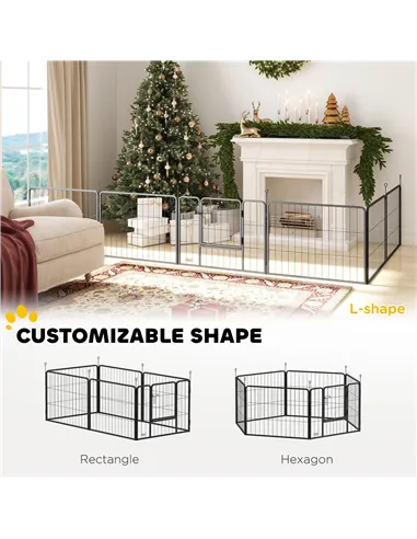 PawHut 6 Panels Dog Playpen, Portable Detachable Puppy Pen with Door, for Small Dogs, 60cm High, Grey