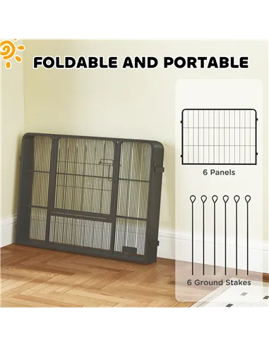 PawHut 6 Panels Dog Playpen, Portable Detachable Puppy Pen with Door, for Small Dogs, 60cm High, Grey