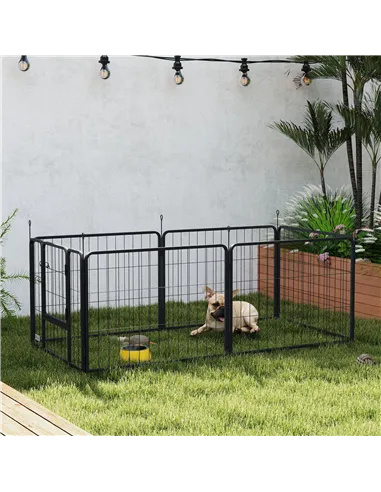 PawHut 6 Panels Dog Playpen, Portable Detachable Puppy Pen with Door, for Small Dogs, 60cm High, Grey