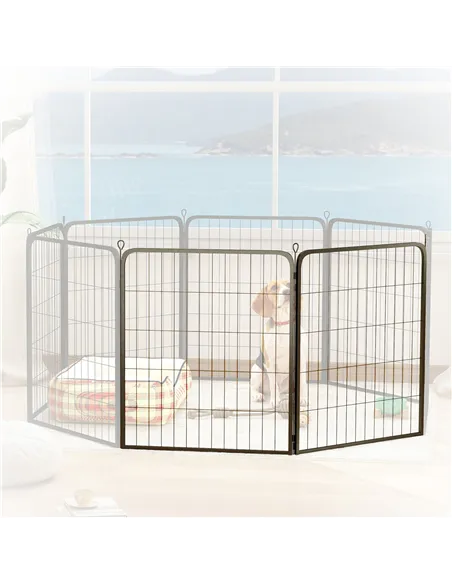 PawHut Two-Piece Dog Pen Expansion Pack for Medium Dogs, 80cm Tall Animal Pen with Three Connecting Stakes