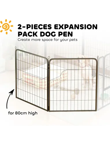 PawHut Two-Piece Dog Pen Expansion Pack for Medium Dogs, 80cm Tall Animal Pen with Three Connecting Stakes