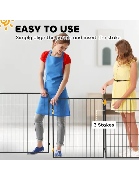 PawHut Two-Piece Dog Pen Expansion Pack for Medium Dogs, 80cm Tall Animal Pen with Three Connecting Stakes