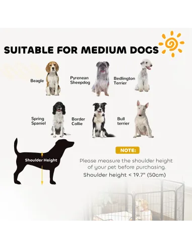PawHut Two-Piece Dog Pen Expansion Pack for Medium Dogs, 80cm Tall Animal Pen with Three Connecting Stakes