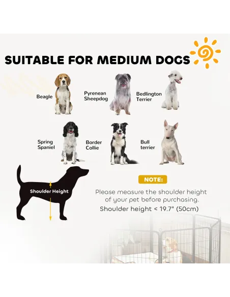PawHut Two-Piece Dog Pen Expansion Pack for Medium Dogs, 80cm Tall Animal Pen with Three Connecting Stakes