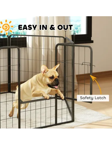 PawHut 6 Panels Dog Playpen, Portable Detachable Puppy Pen with Door, for Medium Dogs, 80cm High, Grey