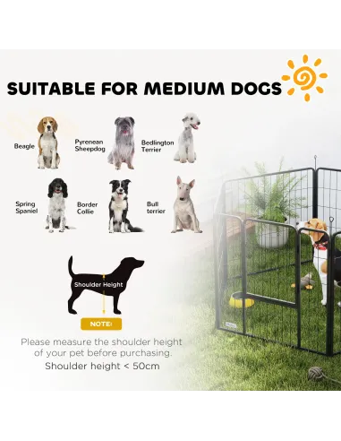 PawHut 6 Panels Dog Playpen, Portable Detachable Puppy Pen with Door, for Medium Dogs, 80cm High, Grey