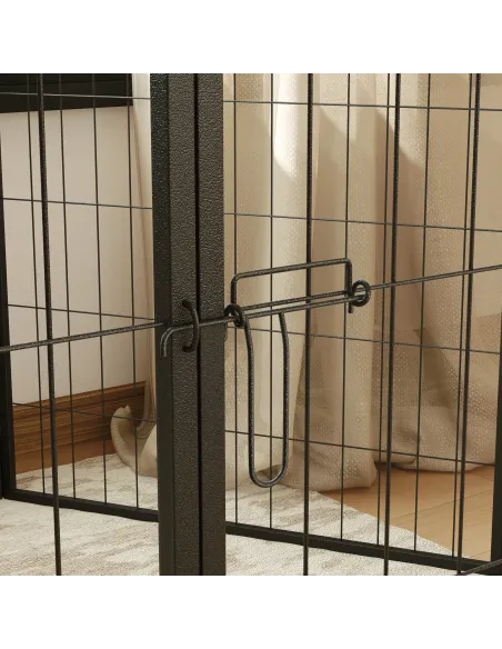 PawHut 6 Panels Dog Playpen, Portable Detachable Puppy Pen with Door, for Medium Dogs, 80cm High, Grey