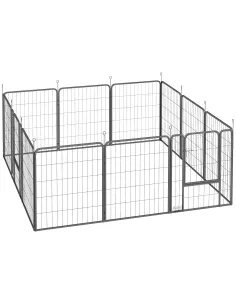PawHut 12-Panel Solid Dog Playpen with Doors, for Medium Dogs, 80cm High, Black