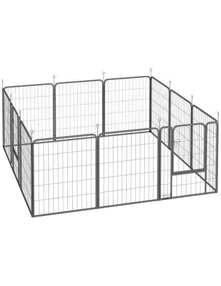 PawHut 12-Panel Solid Dog Playpen with Doors, for Medium Dogs, 80cm High, Black