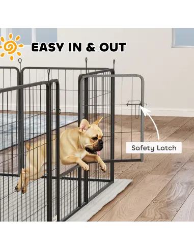 PawHut 12-Panel Solid Dog Playpen with Doors, for Medium Dogs, 80cm High, Black