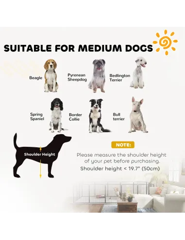 PawHut 12-Panel Solid Dog Playpen with Doors, for Medium Dogs, 80cm High, Black