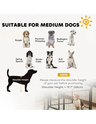 PawHut Six-Panel Dog Playpen with Door, for Medium Dogs, Indoors, Outdoors, 80cm Tall, Black