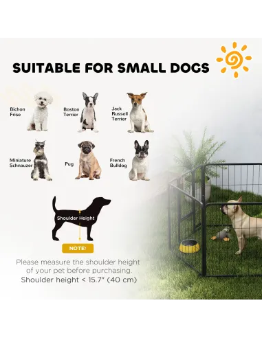 PawHut Six-Panel Dog Playpen with Door, for Small Dogs, Indoors, Outdoors, 60cm Tall, Black