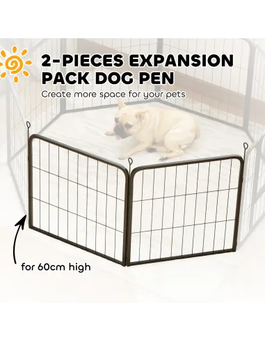 PawHut Two-Piece Dog Pen Expansion Pack for Small Dogs, 60cm Tall Animal Pen with Three Connecting Stakes