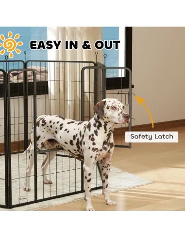 PawHut 6 Panels Dog Playpen, Portable Detachable Puppy Pen with Door, for Large Dogs, 100cm High, Grey