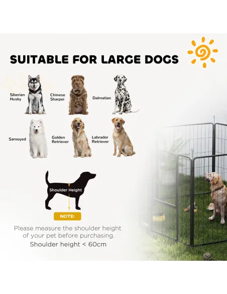 PawHut 6 Panels Dog Playpen, Portable Detachable Puppy Pen with Door, for Large Dogs, 100cm High, Grey