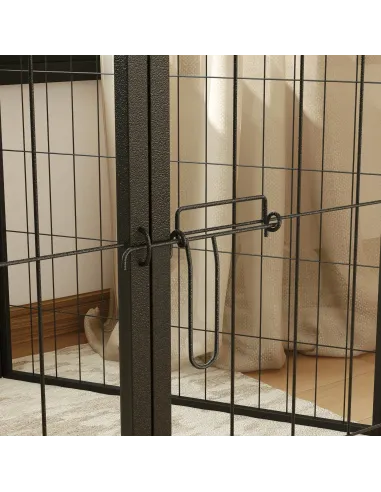 PawHut 6 Panels Dog Playpen, Portable Detachable Puppy Pen with Door, for Large Dogs, 100cm High, Grey