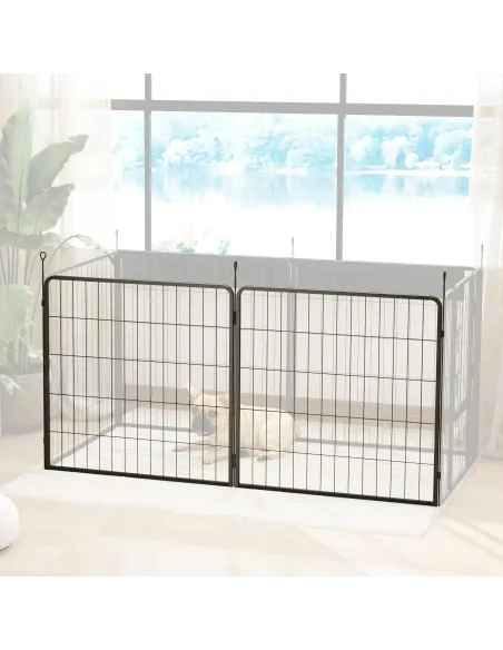 PawHut 2 Piece Dog Pen Expansion Pack for 80cm High Pet Playpen with 3 Stakes, for Small and Medium Dogs
