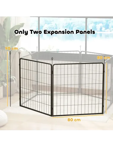 PawHut 2 Piece Dog Pen Expansion Pack for 80cm High Pet Playpen with 3 Stakes, for Small and Medium Dogs