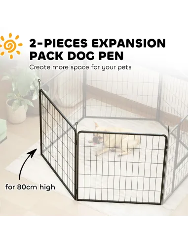PawHut 2 Piece Dog Pen Expansion Pack for 80cm High Pet Playpen with 3 Stakes, for Small and Medium Dogs