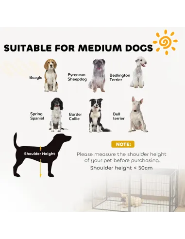 PawHut 2 Piece Dog Pen Expansion Pack for 80cm High Pet Playpen with 3 Stakes, for Small and Medium Dogs