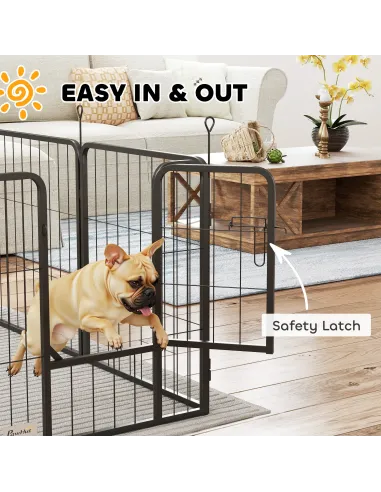 PawHut 12-Panel Solid Dog Playpen with Doors, for Small Dogs, 60cm High, Black