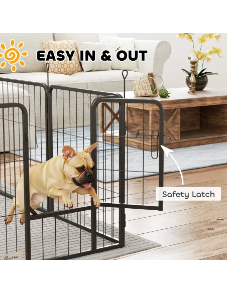 PawHut 12-Panel Solid Dog Playpen with Doors, for Small Dogs, 60cm High, Black