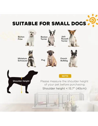 PawHut 12-Panel Solid Dog Playpen with Doors, for Small Dogs, 60cm High, Black