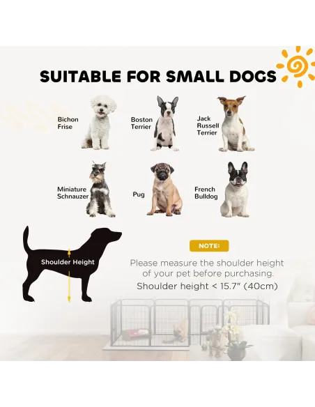 PawHut 12-Panel Solid Dog Playpen with Doors, for Small Dogs, 60cm High, Black