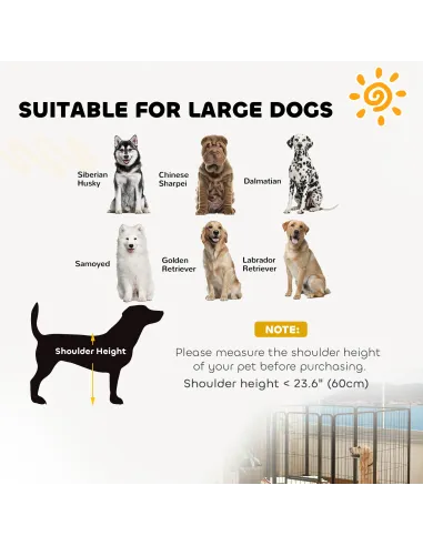 PawHut Eight-Panel Dog Playpen with Door, for Large Dogs, Indoors, Outdoors, 100cm Tall, Black