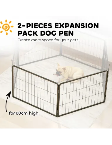 PawHut 2 Piece Dog Pen Expansion Pack for 60cm High Pet Playpen with 3 Stakes, for Small Dogs