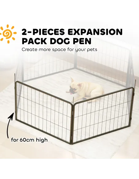 PawHut 2 Piece Dog Pen Expansion Pack for 60cm High Pet Playpen with 3 Stakes, for Small Dogs