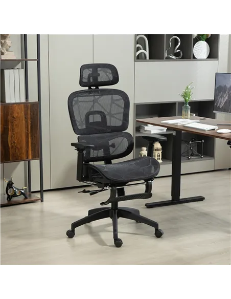 HOMCOM Multi-Adjustable Mesh Office Chair - Black