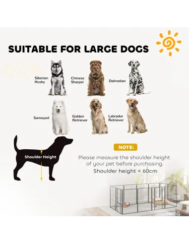 PawHut 12-Panel Solid Dog Playpen with Doors, for Large Dogs, 100cm Tall, Black