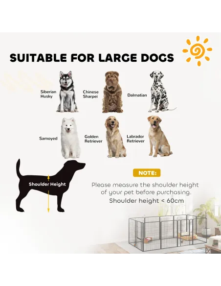 PawHut 12-Panel Solid Dog Playpen with Doors, for Large Dogs, 100cm Tall, Black