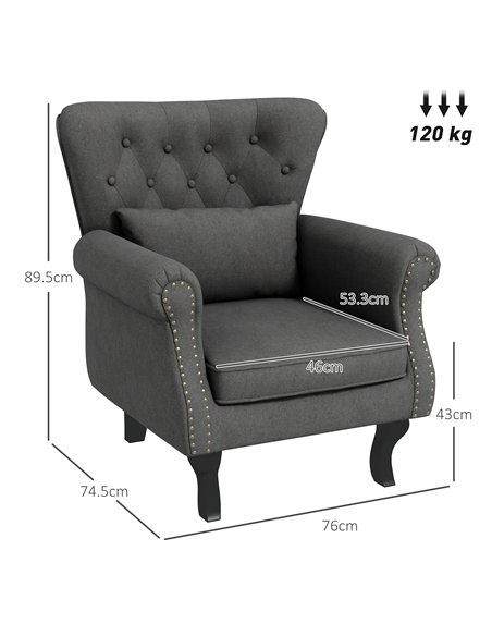 HOMCOM Chesterfield-Style Accent Chair - Grey