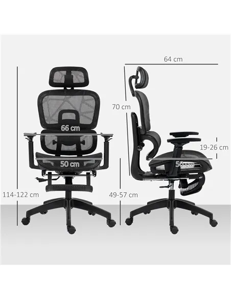 HOMCOM Multi-Adjustable Mesh Office Chair - Black