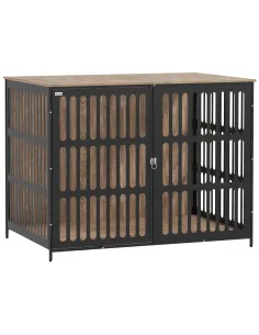 PawHut Dog Crate Furniture with Anti-Chew Resistant Mesh, Anti-Escape Single Door, for Extra Large Dogs, 118 x 80 x 92 cm