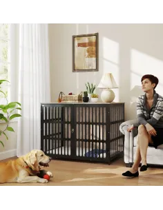 PawHut Dog Crate Furniture with Anti-Chew Resistant Mesh, Anti-Escape Single Door, for Extra Large Dogs, 118 x 80 x 92 cm 2