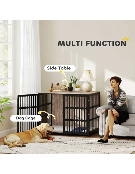 PawHut Dog Crate Furniture with Anti-Chew Resistant Mesh, Anti-Escape Single Door, for Extra Large Dogs, 118 x 80 x 92 cm