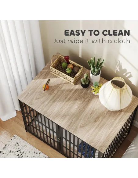 PawHut Dog Crate Furniture with Anti-Chew Resistant Mesh, Anti-Escape Single Door, for Extra Large Dogs, 118 x 80 x 92 cm