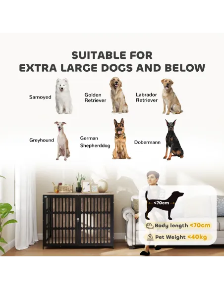 PawHut Dog Crate Furniture with Anti-Chew Resistant Mesh, Anti-Escape Single Door, for Extra Large Dogs, 118 x 80 x 92 cm