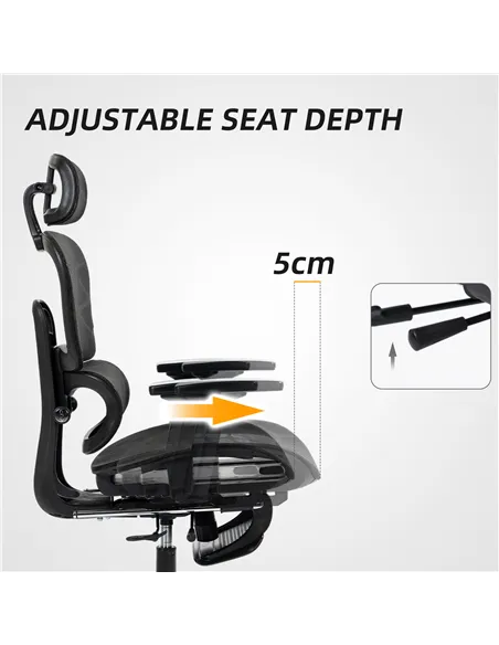 HOMCOM Multi-Adjustable Mesh Office Chair - Black