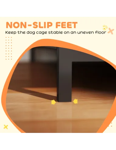 PawHut Dog Crate Furniture with Anti-Chew Resistant Mesh, Anti-Escape Single Door, for Large Dogs, 100 x 60 x 81.5 cm