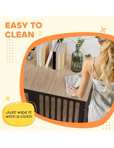 PawHut Dog Crate Furniture with Anti-Chew Resistant Mesh, Anti-Escape Single Door, for Large Dogs, 100 x 60 x 81.5 cm