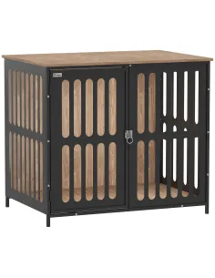 PawHut Dog Crate Furniture with Anti-Chew Resistant Mesh, Anti-Escape Single Door, for Medium Dogs, 80 x 55 x 72 cm
