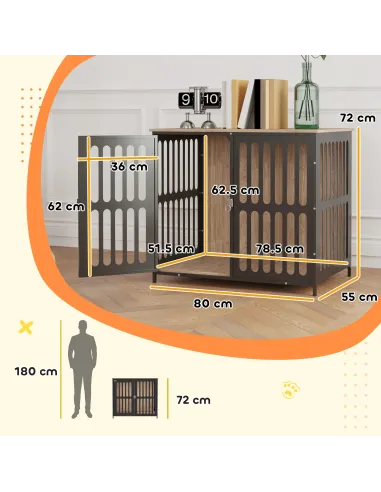 PawHut Dog Crate Furniture with Anti-Chew Resistant Mesh, Anti-Escape Single Door, for Medium Dogs, 80 x 55 x 72 cm